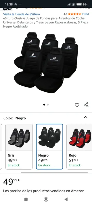 Juego Fundas Asientos Coche Negro