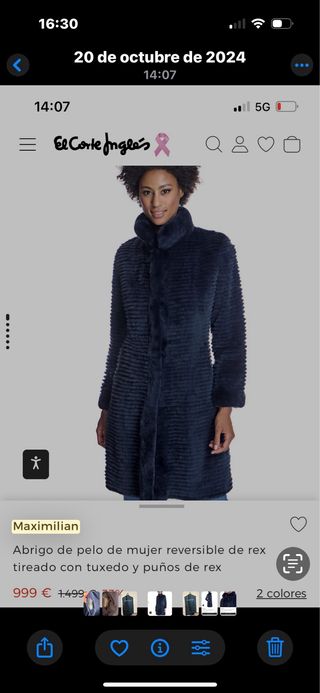 Abrigo pelo mujer Maximilian reversible XL