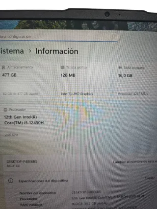 Portátil Huawei i5 12 gen 16GB RAM 500GB HD