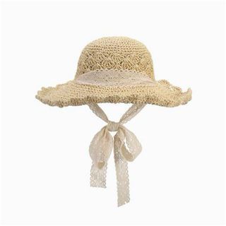 Sombrero de playa de rafia con encaje