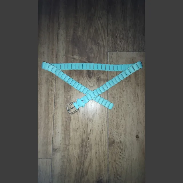 Cinturón celeste con hebilla plateada