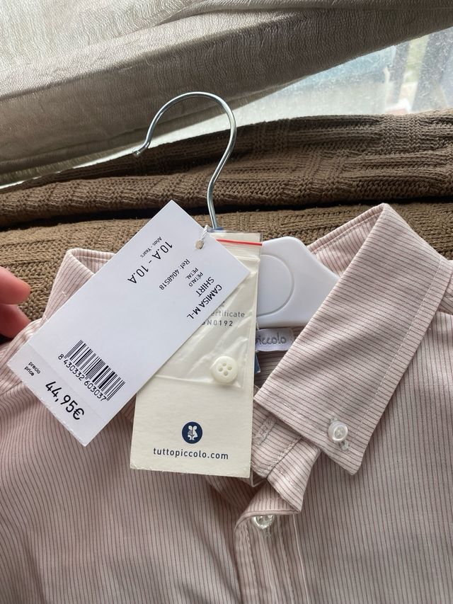 Camisa infantil rosa a rayas tutto-piccolo