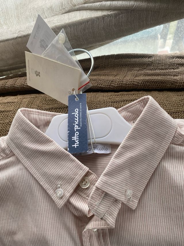 Camisa infantil rosa a rayas tutto-piccolo