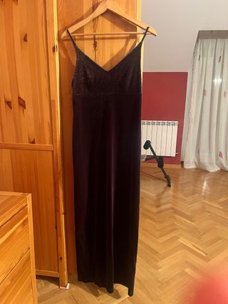 Vestido largo fiesta terciopelo morado