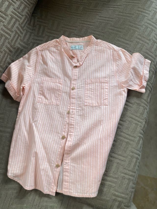 Camisa infantil de rayas rosas zara