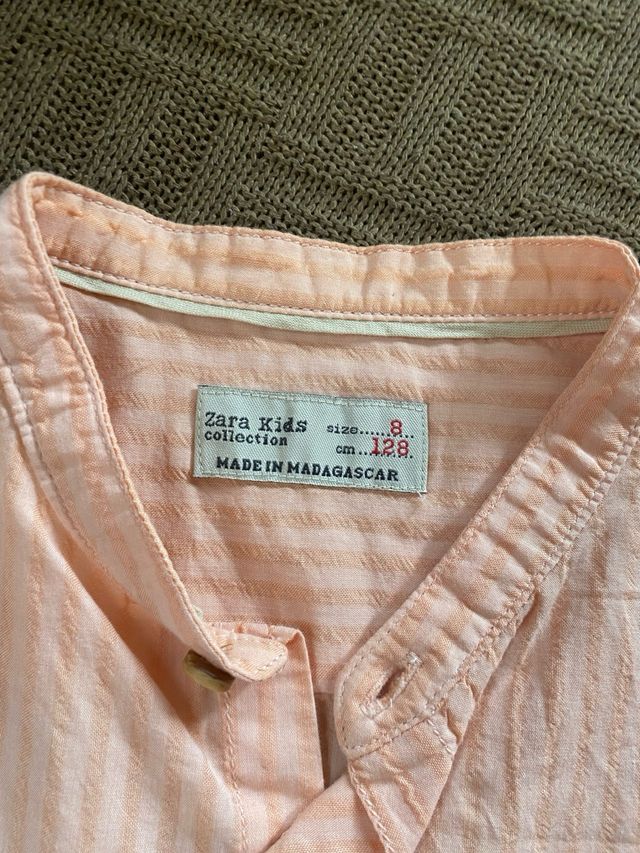 Camisa infantil de rayas rosas zara