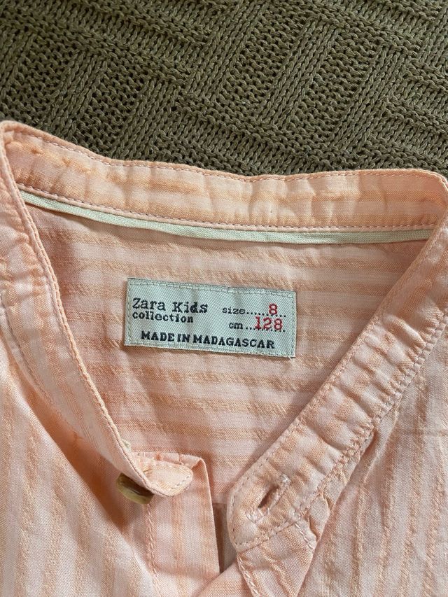 Camisa infantil de rayas rosas zara