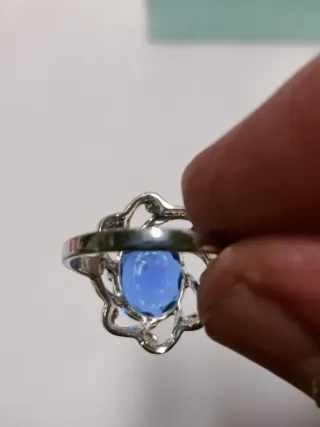 Anillo Plata Ley 925 Cristal Austriaco Azul