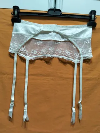 Reggicalze donna pizzo bianco taglia 2/S