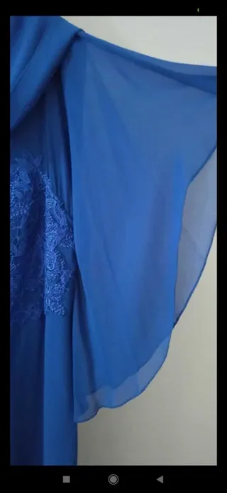 Abito da cerimonia blu con pizzo