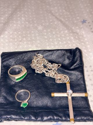 Anillo Dama Esmeralda Plata 
