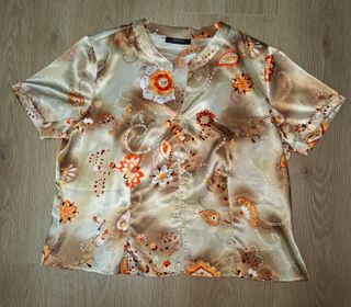 Blusa PRESAGIO beige y naranja
