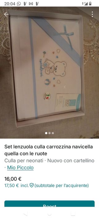Set Lenzuola Culla Carrozzina Navicella