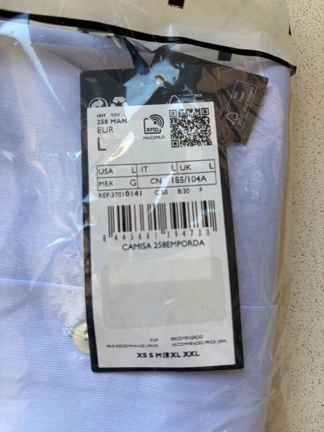 Camisa Mango azul talla L sin estrenar