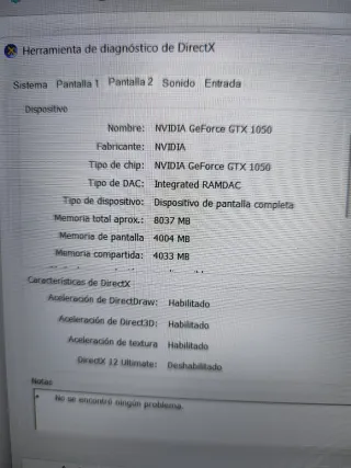 Lenovo Legion Y530 Tarjeta Gráfica NVIDIA GTX 1050