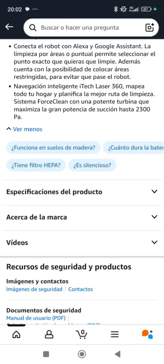 Robot Aspirador y friegasuelos Conga 3590