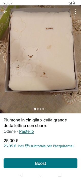 Piumone ciniglia per culla/lettino