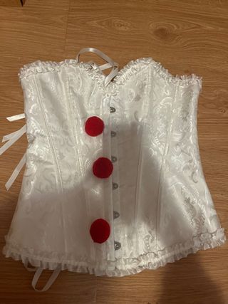 Corsé Blanco Halloween con Pompones Rojos