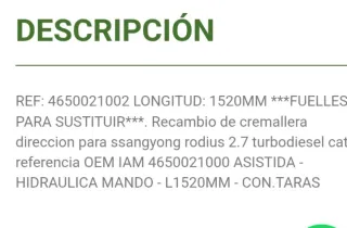 Cremallera Dirección SsangYong