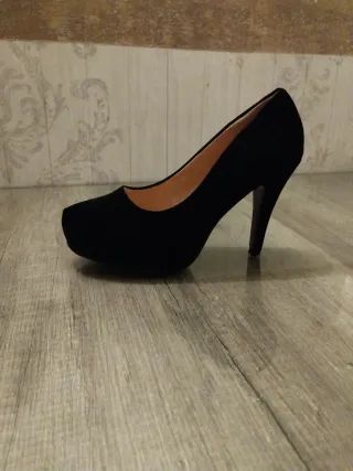 Zapatos tacón terciopelo mujer negros talla 40