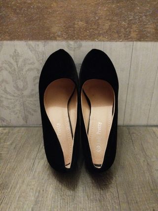 Zapatos tacón terciopelo mujer negros talla 40