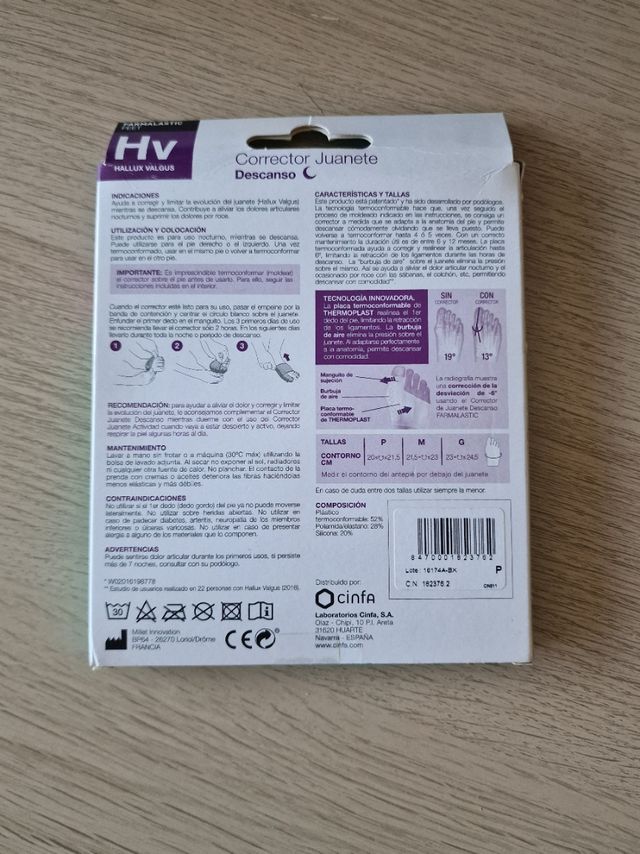 Corrector de juanete Farmalastic Feet TallaP NUEVO