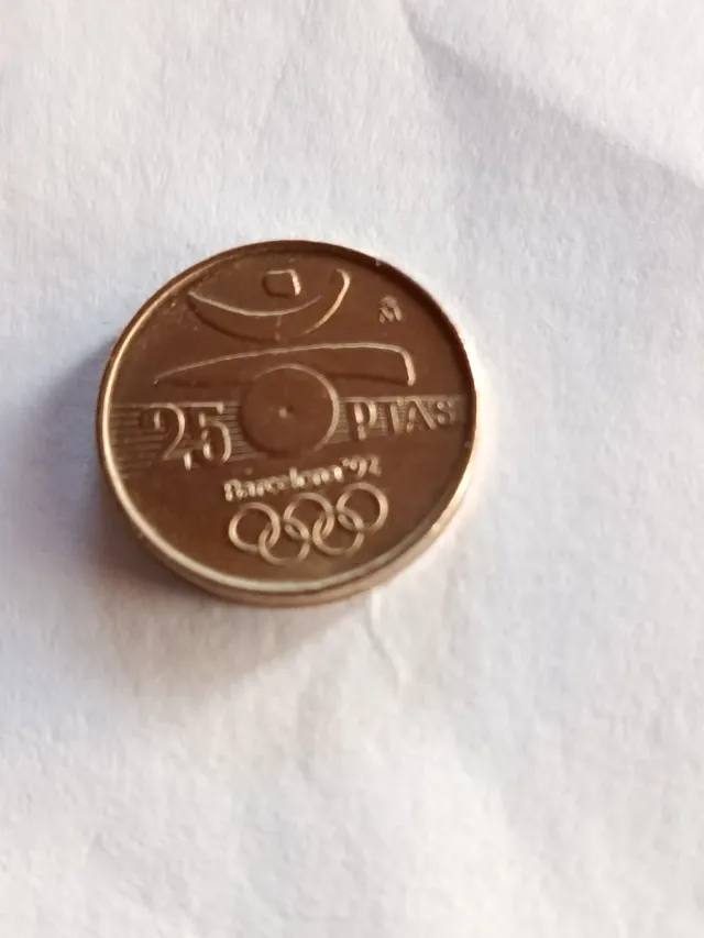 Moneda 25 pts España 1990 sin agujero