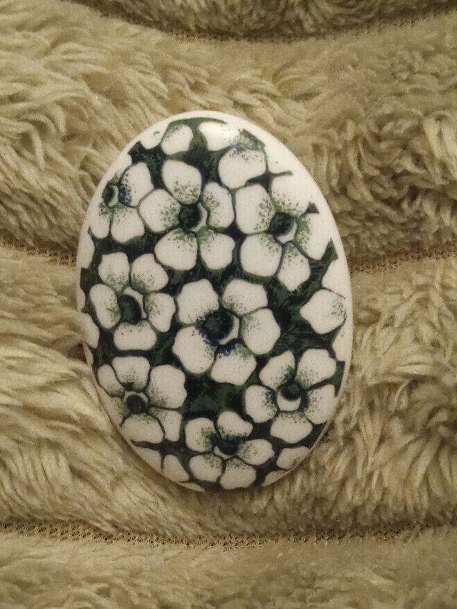 Maniglie vintage in ceramica verde e bianca