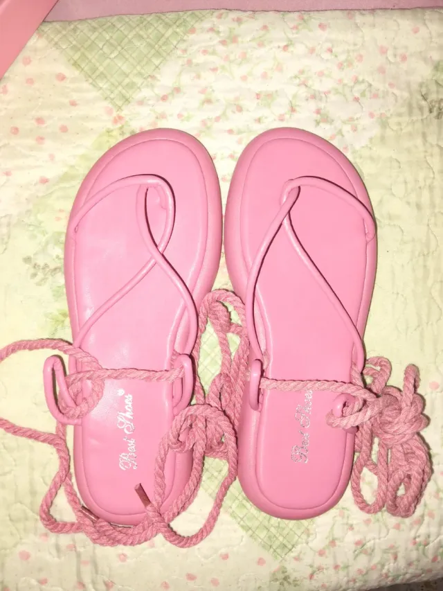 Chanclas rosas Best Shoes con cordones