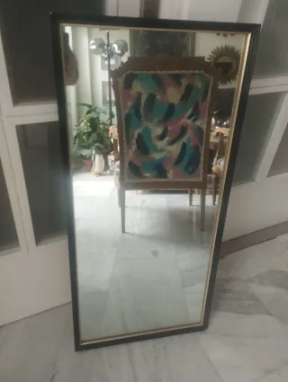 Espejo Vintage Madera Negro y Dorado