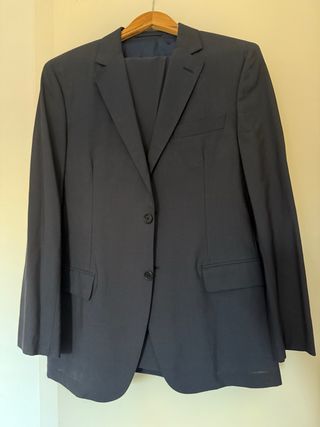 Traje Massimo Dutti, lana seda, azul marino