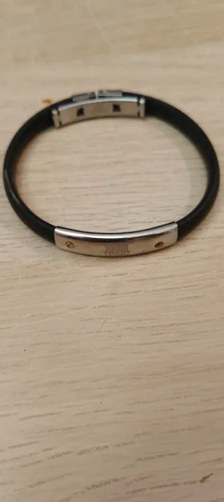 Bracciale da uomo in argento e nero del FC Barcelona