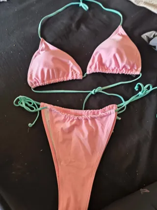 Bikini Shein Talla XL Rosa y Turquesa