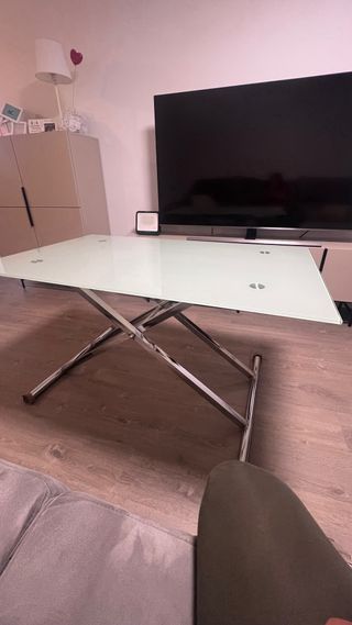 Mesa centro elevable cristal y metal