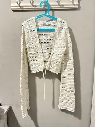 Chaqueta Bershka Crochet Blanca Talla XS