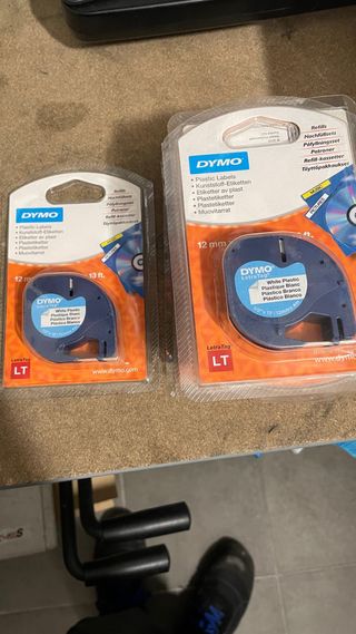 Cintas DYMO LetraTag 12mm Plástico varios colores.