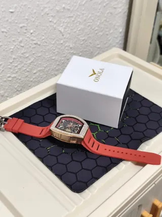 Reloj Automático Hombre Oro y Rojo