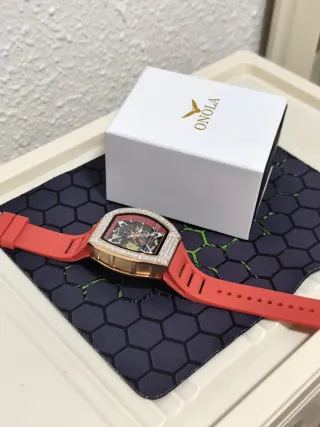 Reloj Automático Hombre Oro y Rojo