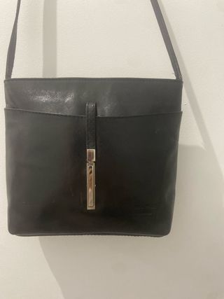Bolso Cuero Italiano Negro