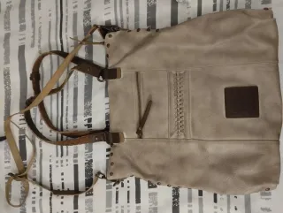Bolso de piel Lois Beige/Marrón