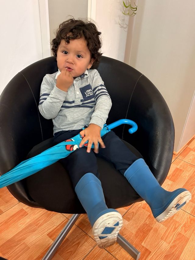 Conjunto floral azul y blanco