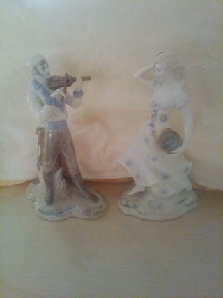 Pareja Figuras Porcelana Músicos