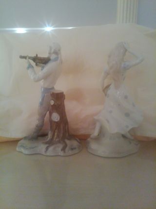 Pareja Figuras Porcelana Músicos
