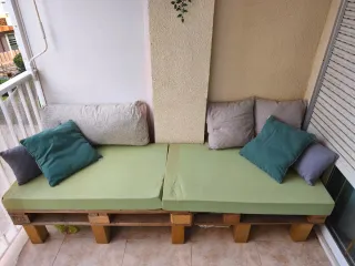 Sofá de Palets Gris y Verde