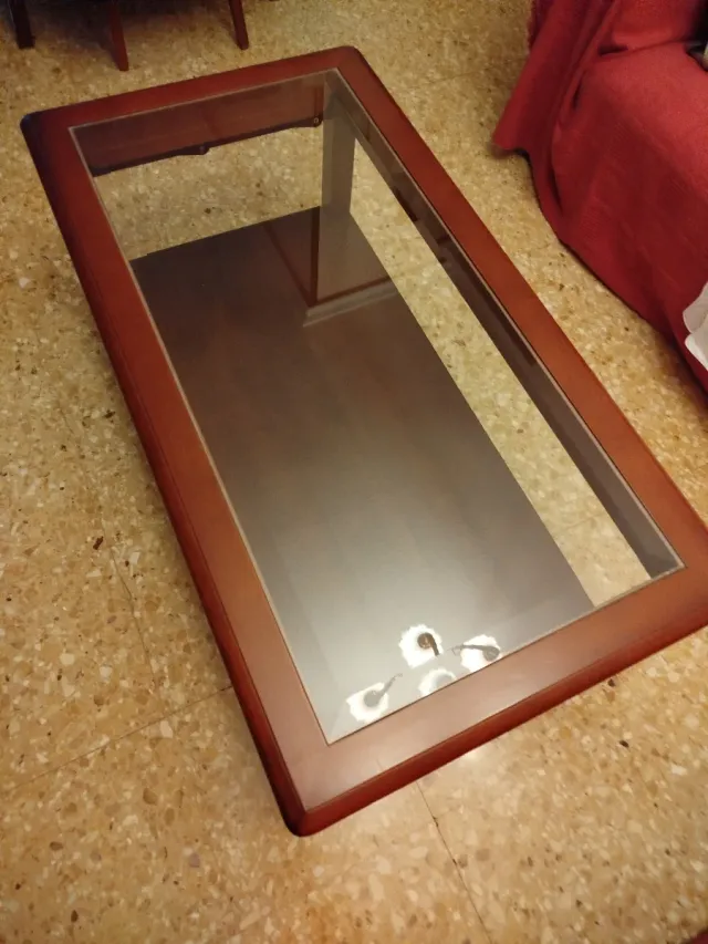 Mesa centro madera elevable cristal