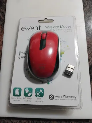 Ratón inalámbrico Ewent rojo y negro