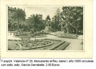 Postal Valencia: Monumento Jaime I (1955)