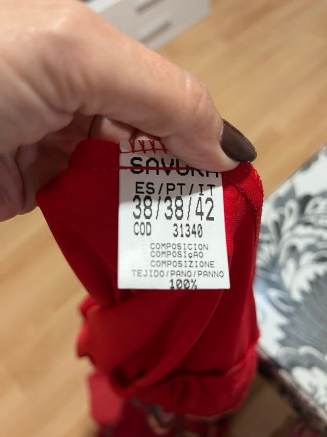 Vestido fiesta estampado floral rojo