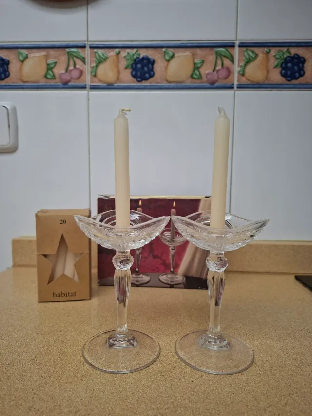 Portavelas Aurea de Cristal