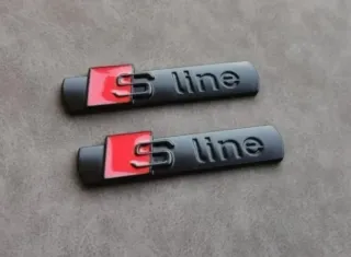 Logo Emblema Audi Sline Laterales Negro Mate 